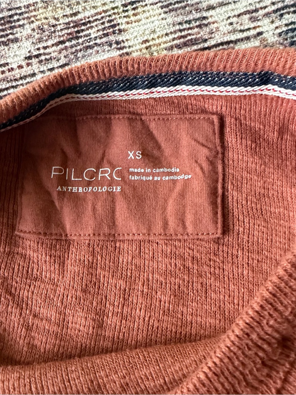 Pilcro Rust Ruffle Raglan Pullover - Picture 4 of 5